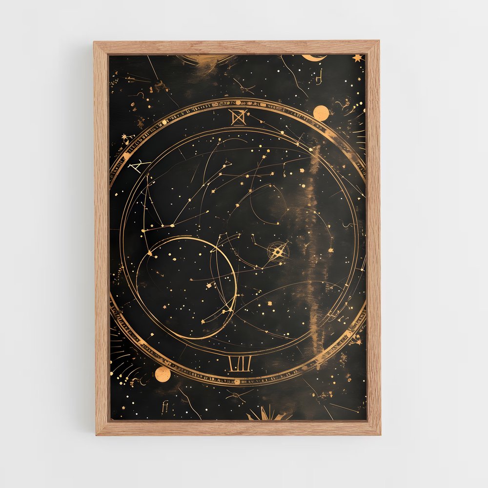 Poster Cosmos Doré – affiche Espace rétro (vue 4)